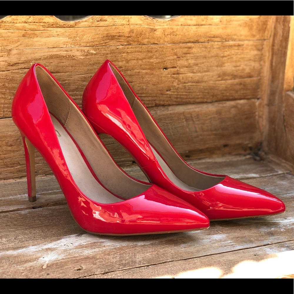 Red Faux Patent Leather- Dignity Pump